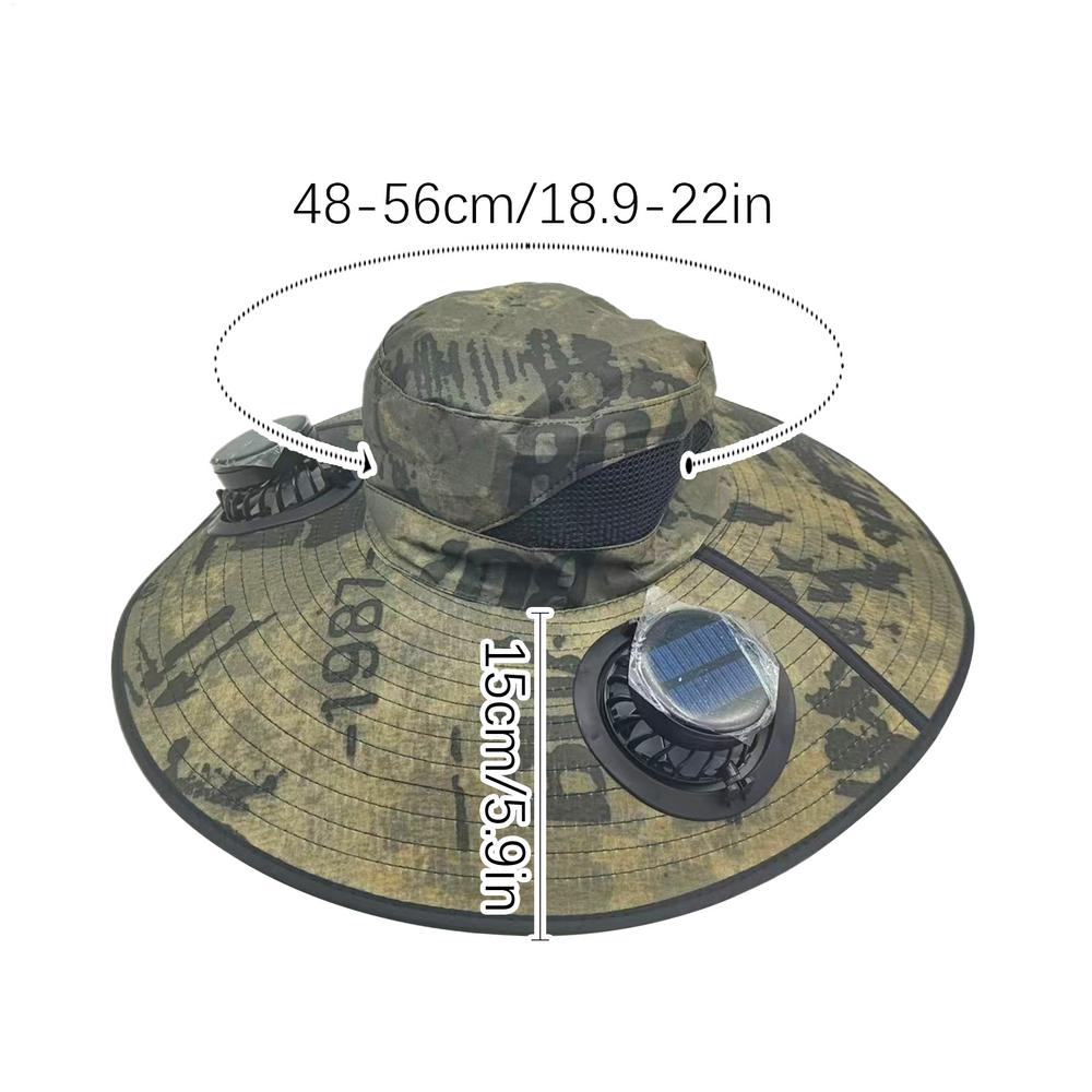

Outdoor Wide Brim Sun Hat with 2 Solar Fan Sun Bucket Hat for Men Women Foldable Sunhat with Adjustable Headband for Fishing