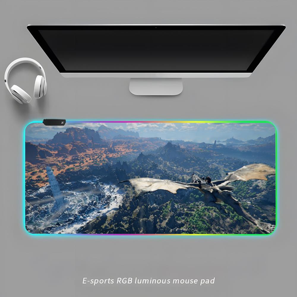 

C-Crimson D-Desert Mouse Pad RGB Gaming Mouse Pad Desk Mat HD Gamer Large LED Light XXL MousePads RGB600x300x3mm