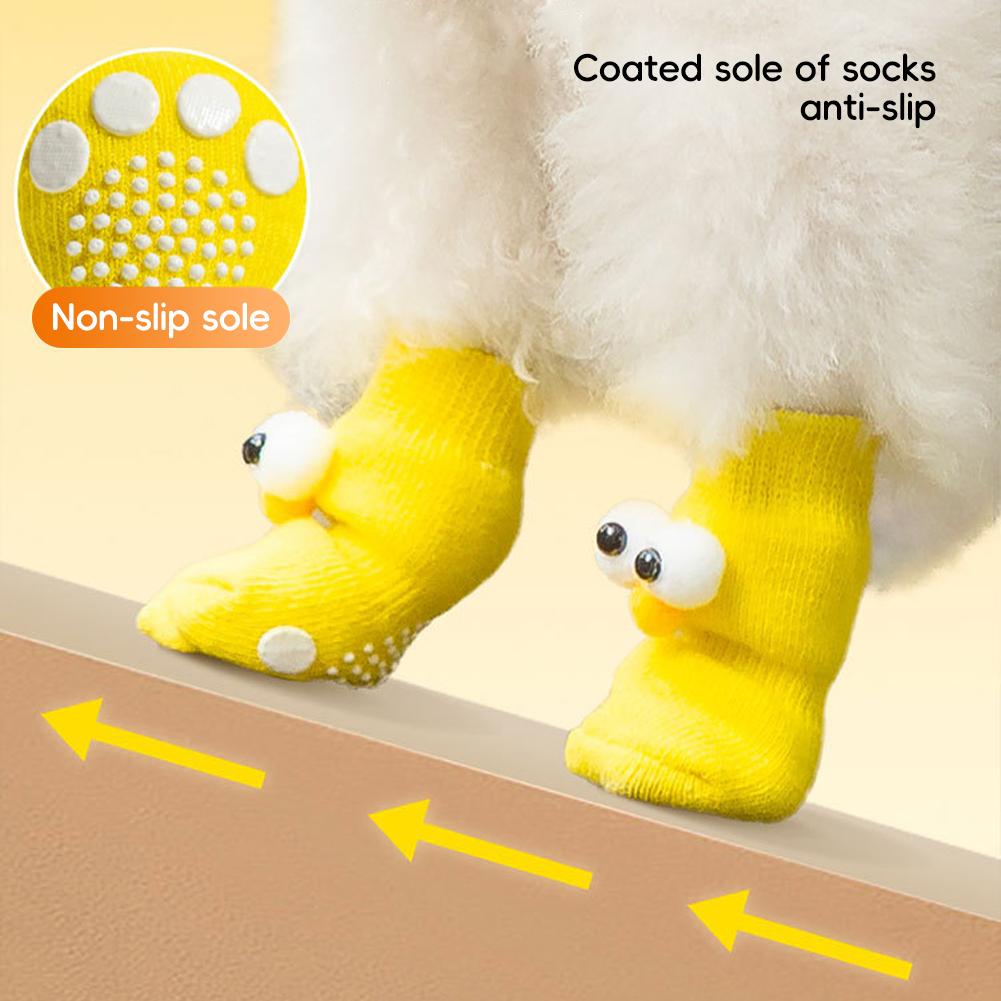 4Pcs Anti-slip Protect Paws Puppy Dog Shoes Soft Pet Knits Socks Cute Cartoon Skid Socks For Small Dogs Breathable S/M/L