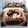 Japanese Art Decor Set Bedding Set With 1 Duvet Cover 2 Pillowcases Single Double King Queen, Gift