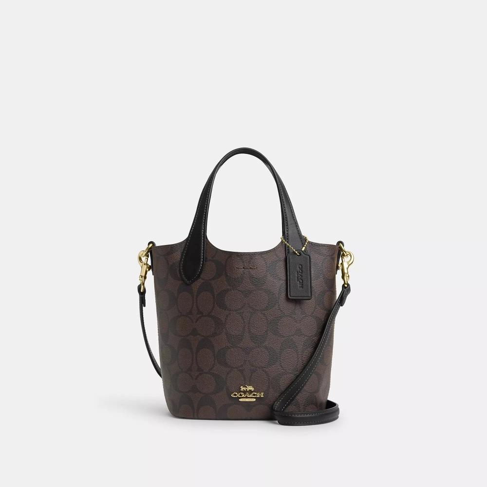 

Сумка-ведро Coach Hanna из канвы Signature золотисто-коричневого черного цвета