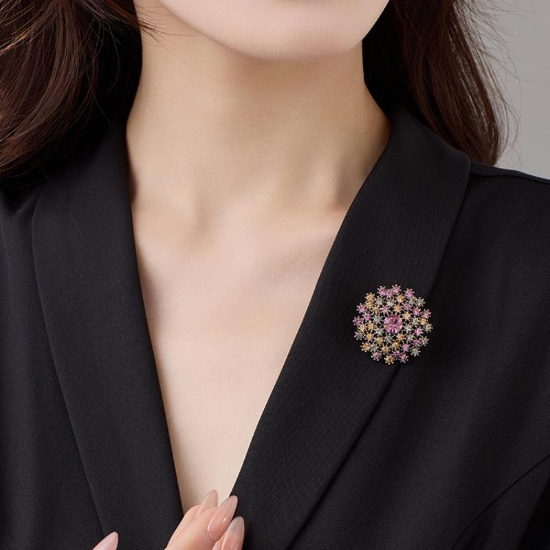 Colorful Diamond Dandelion Design Brooch, Elegant and Luxurious Brooch, Exquisite Corsage