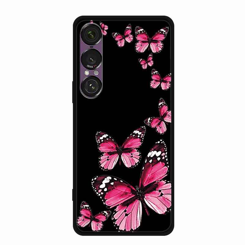 Pro pouzdro na telefon Sony Xperia 1 VII 2025 Kreslené kočky TPU Měkké černé silikonové zadní krycí pouzdro Pro Sony Xperia 1VII 6.5" Pouzdro Funda