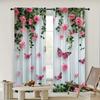 Elegant butterfly and pink rose - printed curtains, suitable for bedroom living room home decoration
