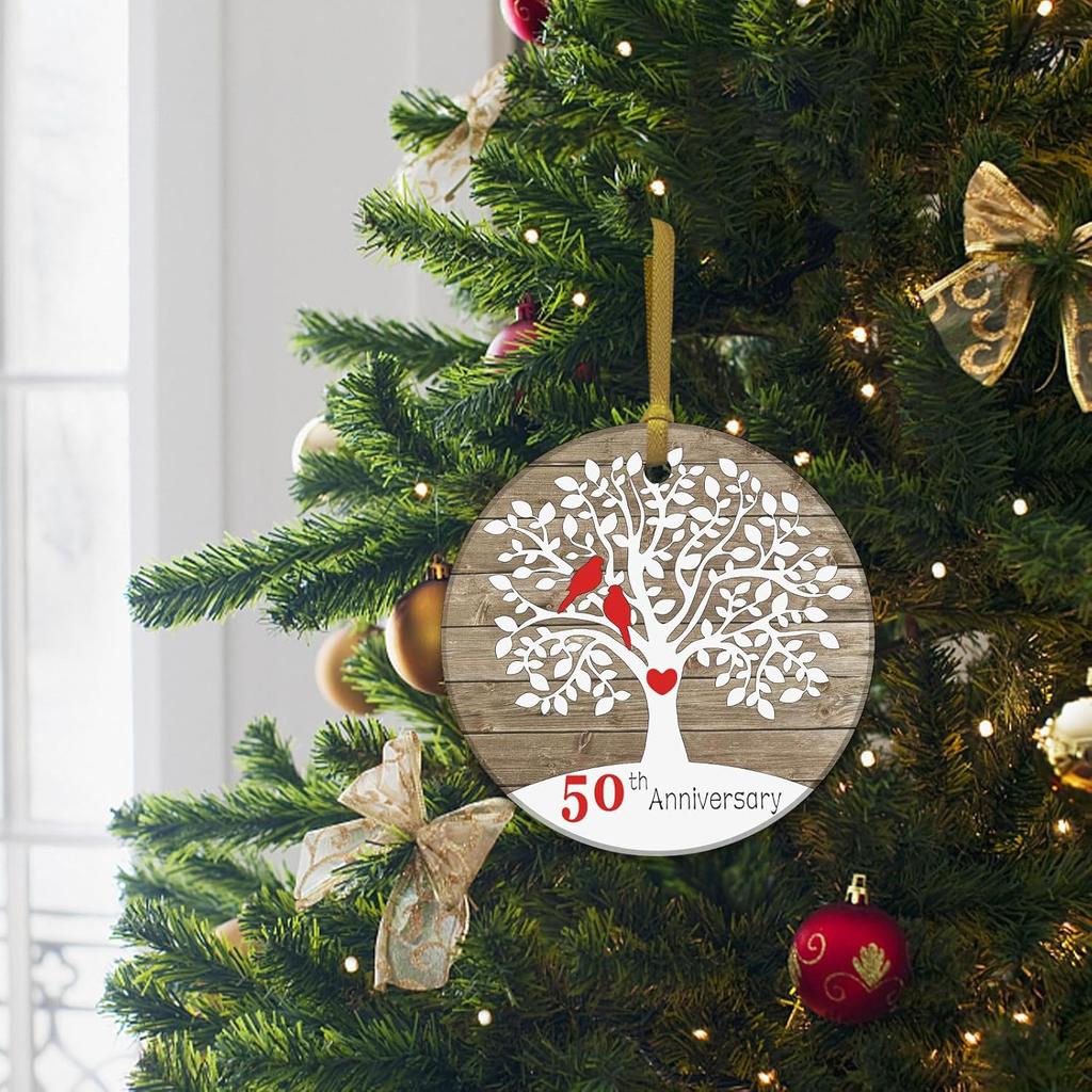 REWIDPARTY 50th Wedding Anniversary Ornament 50th Anniversary Tree Gifts Happy 50th Anniversary Keepsake Married Anniversary for Couple Gifts 3"