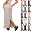 Women's Slit Long Skirt, Multiple Colors, Simple Casual Design