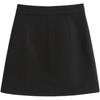 Women's Black Wool Blend High Waist A-line Short Skirt - Autumn/Winter 2026 Plus Size, Slimming, Petite-Friendly.