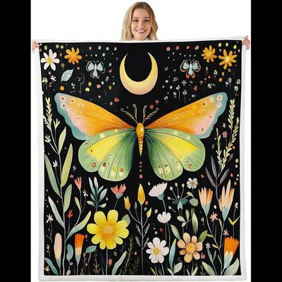 Butterfly Floral Throw Blanket Soft Warm Fleece Cartoon Pattern Lightweight for Bed Couch Kids Adults Women Gift X Inches