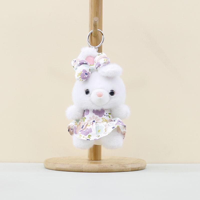 Cute Bunny Plush Toy Keychain Soft Pp Cotton Rabbit Doll In Charming Colorful Dress Designs