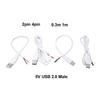 5V USB 2.0 Stecker Stromversorgungskabel 2-Pin 4-Pin Drahtbuchse Lade-Verlängerungsstecker weiß 0,3m 1m für Computerzubehör