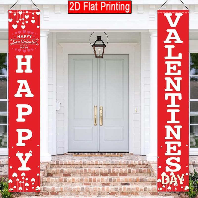 Valentine's Day LOVE Porch Banner - Rose XOXO Romantic Design - Roses - Porch Hanging Door Decor (2793)