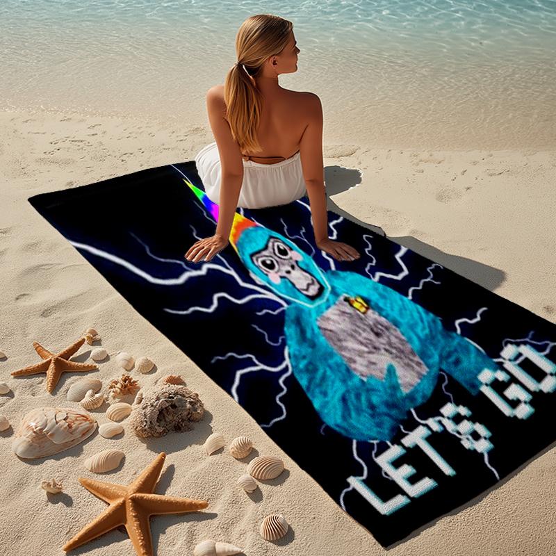 proof beach towel with a Gorilla Tag pattern - soft,absorbent,quick-drying,machine washable - perfect for swimming,camping,bathing