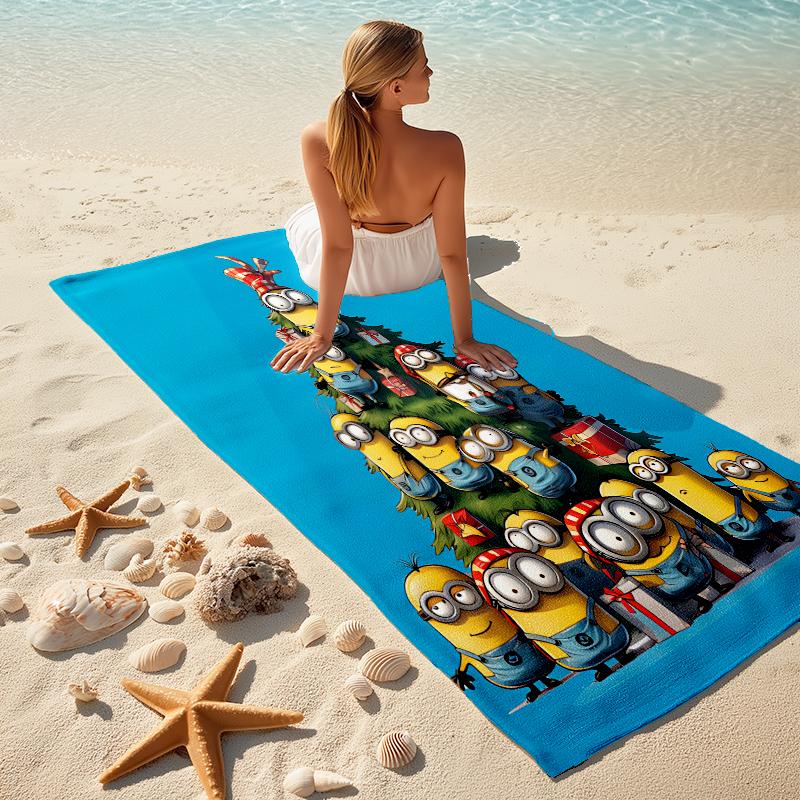 1Pc Winter Snowman Adventure Beach Towel Microfiber Beach Towel Thin Absorbent For Beach Swimming Yoga Bath Sports