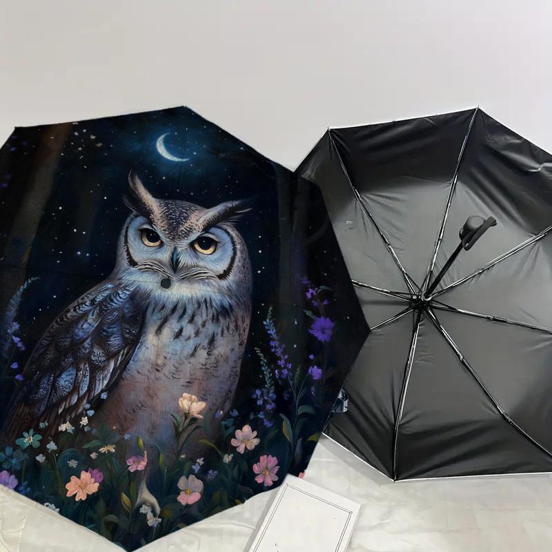 1 Stück Nachtigall Blumen Automatischer Faltregenschirm, Robuster 8-Speichen-Eisenrahmen, Geeignet für Reisen, Täglichen Gebrauch, Geburtstag, Dekorationsgeschenk m0104076