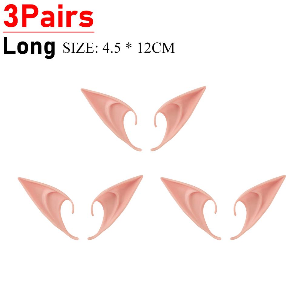3-10Pair Cosplay Elf Ears Halloween Latex Fairy Angel Elf Masquerade Party Costumes Halloween Party Decor Supplies Photo Props