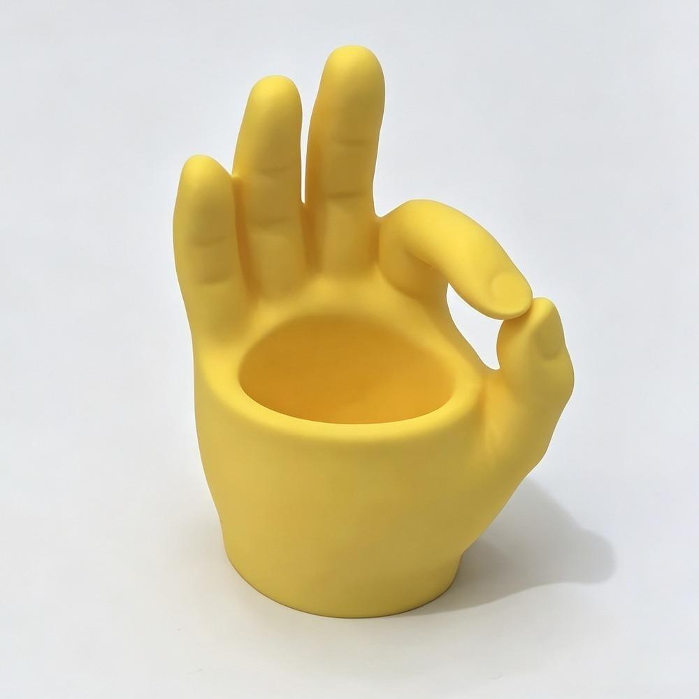 Novelty OK Gesture Planter Unique Shape Desktop Flower Pot Hand Sculpture Decor Home Decor