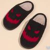 Fashion Halloween Platform Fur Slippers Women Warm Anti Slip Black Cotton Slippers Woman Winter Indoor Round Toe Plush Slides Female
