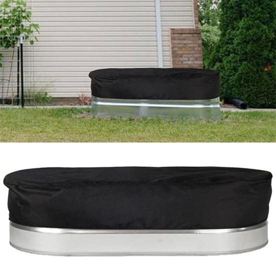 Hot Tub Cover Heavy Duty Drawstring UV Proof Reusable Waterproof Dust-Proof Oxford Cloth Outdoor Oval Stock-Tank Pool Cover Yard Supplies
