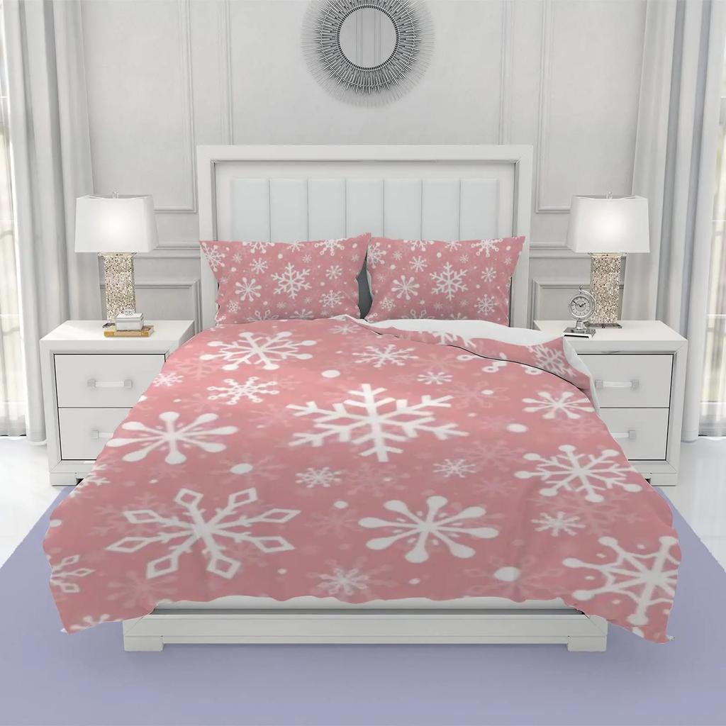 Comforter Winter Merry Xmas Theme Delicate Snowflakes Cold Freezing Weather Vintage Holiday Pattern Room Decorative Women Kids