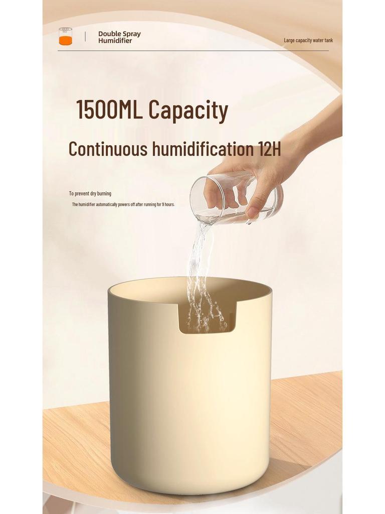 Compact USB Dual-Spray Humidifier for Home, Office, or Dorm - Mist & Aromatherapy Diffuser.