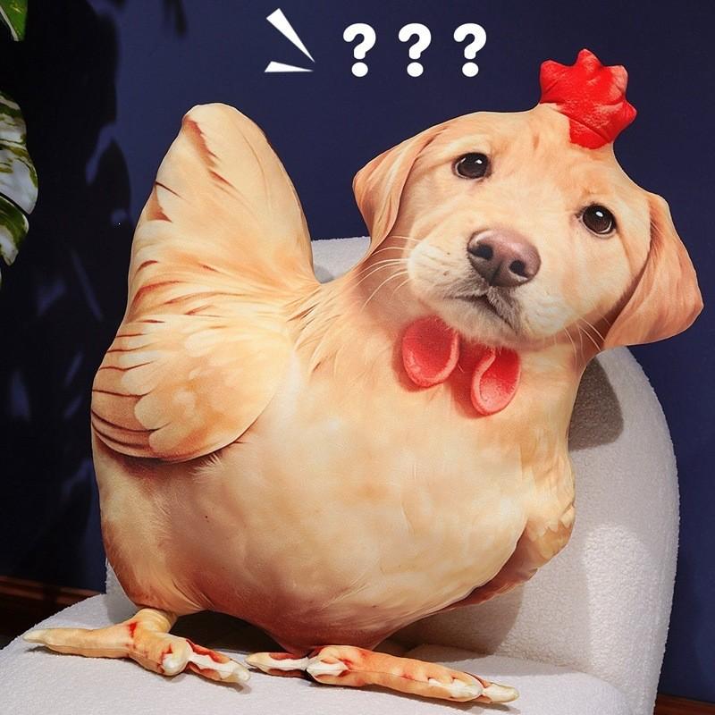 Kat Hond Kop Kip Pluche Speelgoed 3D Pop Leuke Kip Knuffeldier Voor Kinderen En Meisjes