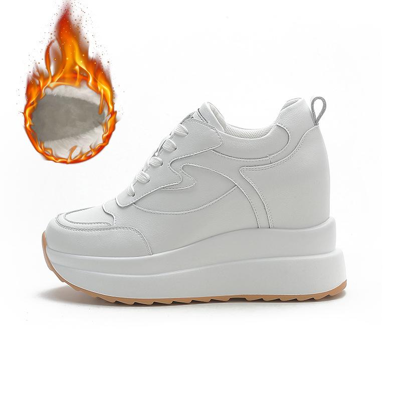 Fashion Women's Sneakers Genuine Leather Womens Casual Shoes Thick Sole Increase Height 10cm Women Sneakers Breathable Shoes Botas Mujer