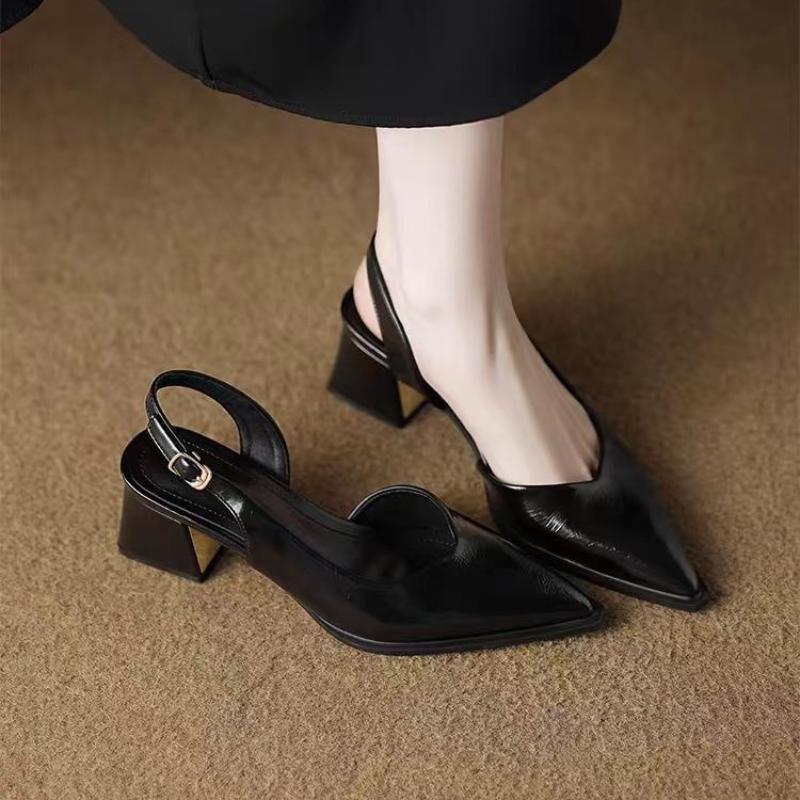 Fashion High Heels Sandals Woman Pointed Toe Heeled Shoes Shallow 2025 Summer Trend Loafers Slingback Shoes Elegant Dress Pumps Mujer