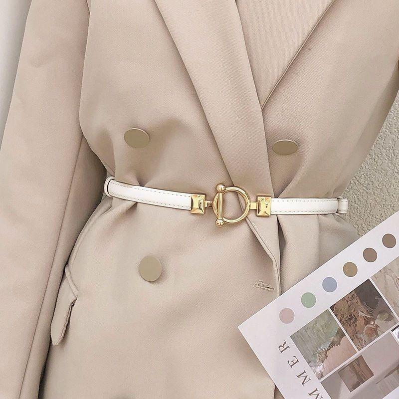 Elegant Womens Versatile Pu Belt Featuring Smooth Buckle Design For Chic Dress Pairings