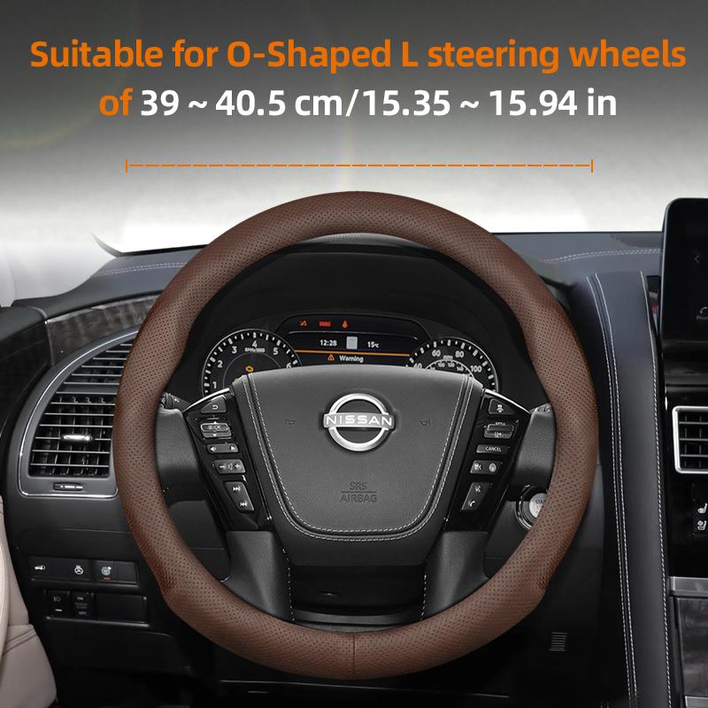 Suitable for Nissan Ultra-Thin Breathable Leather Steering Wheel Cover Suitable for Qashqai J10 J11 March Terrano2 Pathfinder R51 Note E12 Almera