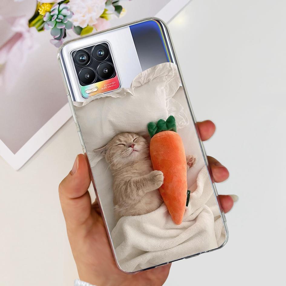 For Realme 8 Pro Case Fashion Flower Love Heart Soft Silicone Clear Cover For Realme 8 5G RMX3241 Funda on Realme8 RMX3085 Coque