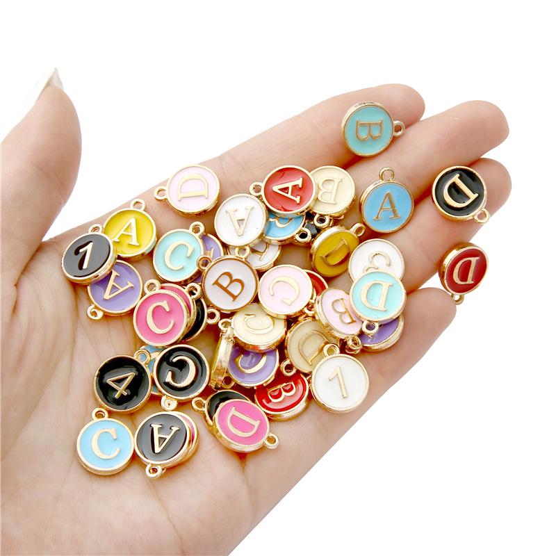 AZ Alphanumeric Epoxy Alloy Double-Sided Pendant for DIY Jewelry & Accessories