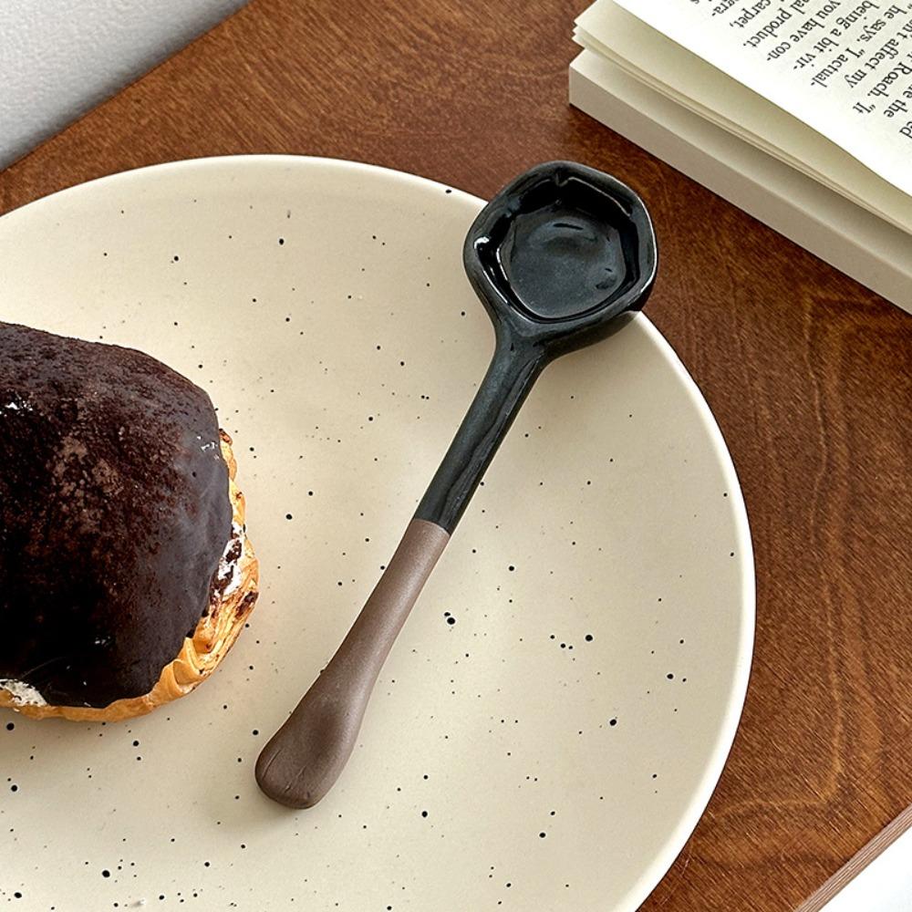 4PCS Under-glaze Painting Coffee Stirring Spoon Handmade Dessert Spoon Soup Spoon Afternoon Tea