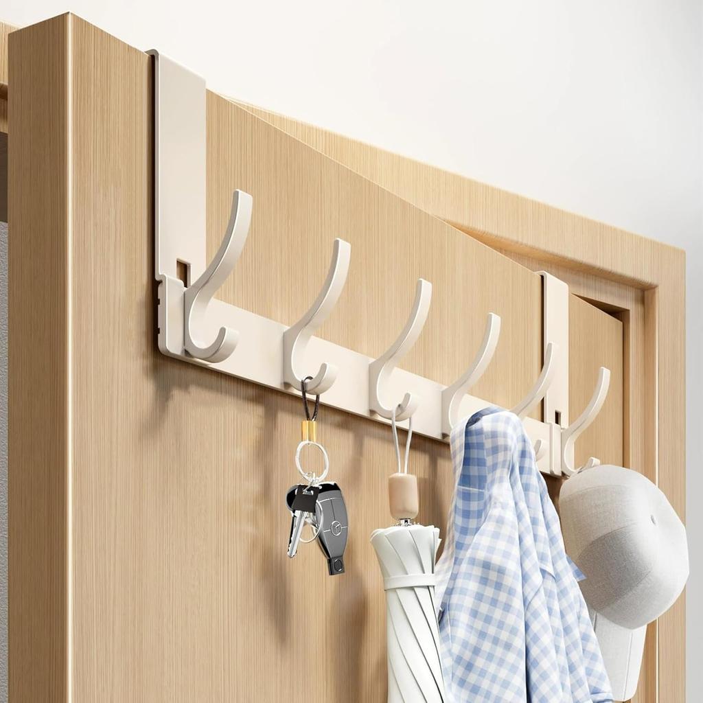 Over The Door Hooks 12-Hook Door Hanger Organizer for Bathroom & Bedroom Heavy Duty Over Door Towel Rack Coat Hat Bag Hanger with Rust-Resistant Hooks