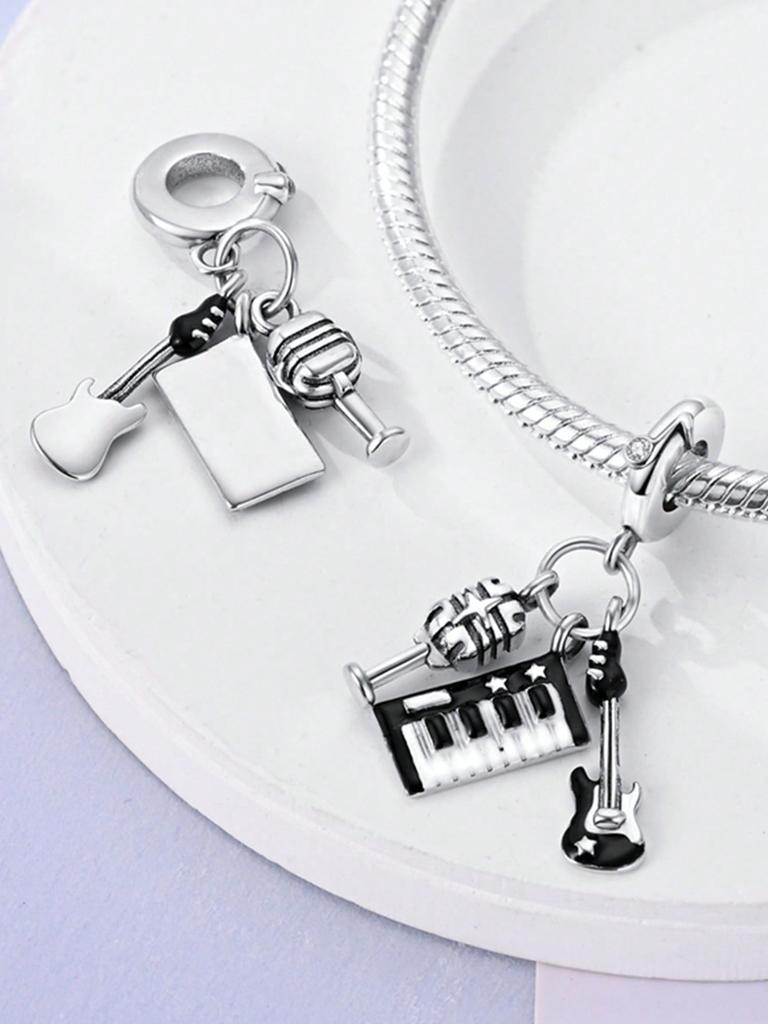 Charms Plata Copper Colors Musical Piano Beads Charm Pendant For Original Bracelet For Women Diy Jewelry Love Gift