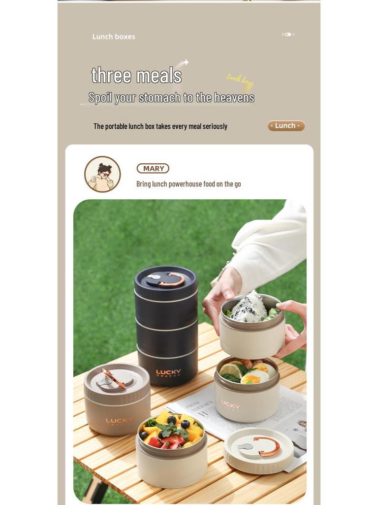 304 Stainless Steel Bento Box - Multi-Layer Partitioned Lunch Container for Students and Office Workers