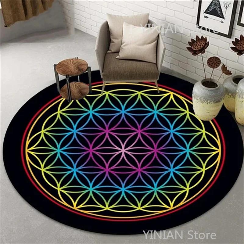 Geometry Round Carpet Cushion Living Room Bedroom Floor Mat Doormat Sofa Computer Chair Area Rug Dropshipping Wholesale