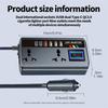 Inverter per Auto da DC 12V/24V ad AC 220V 200W, Caricabatterie per Telefono PD+QC3.0 Tipo C Doppio+4 Porte USB, Adattatore di Alimentazione per Accendisigari, 9 in 1