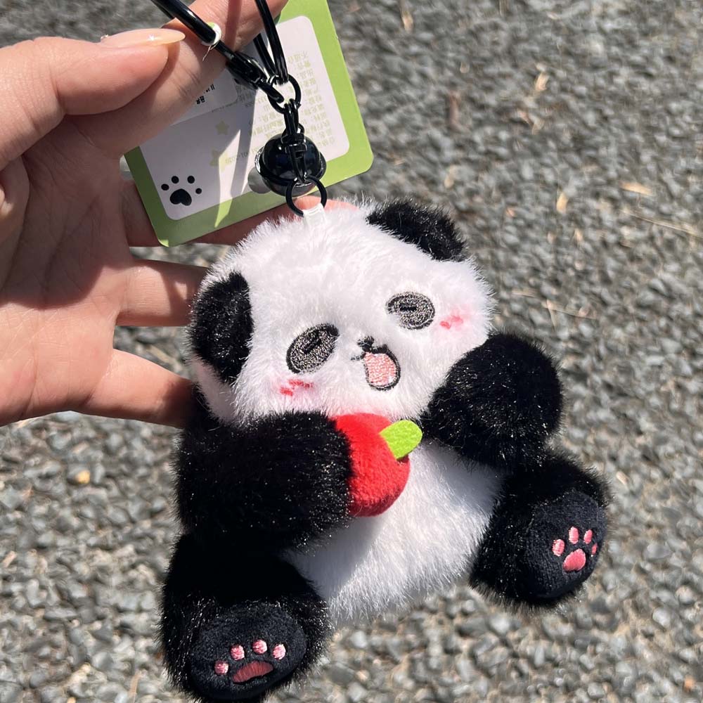 Cartoon Kawaii Animal Pendant Soft Stuffed Huahua Panda Keyring Plush Panda Keychain  Lady Girls