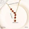French Retro Titanium Steel Four-Leaf Clover Pendant Necklace with Colored Zirconia