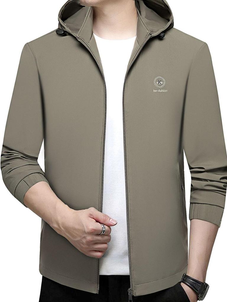 Stylish Men's 2024 Spring Hooded Jacket: Versatile Business Casual Coat In Solid Colors