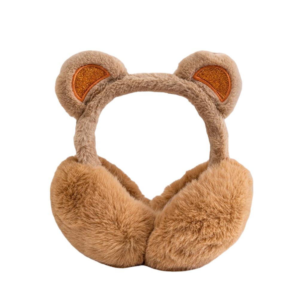 Anti-Freeze Sequins Bear Ear Earmuffs Plush Winter Ear Muffs Cute Ear Cover  for Women Girls