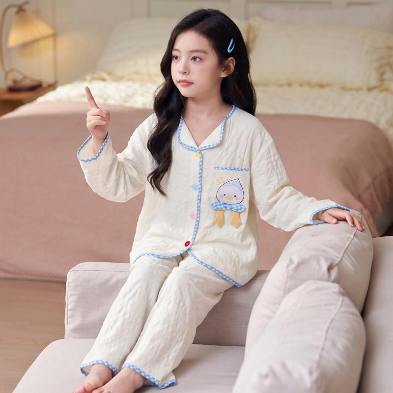 Girls Pajama Set Long Sleeve Cloud Cotton Cartoon Print Sleepwear Ages 8 Kids Home Wear