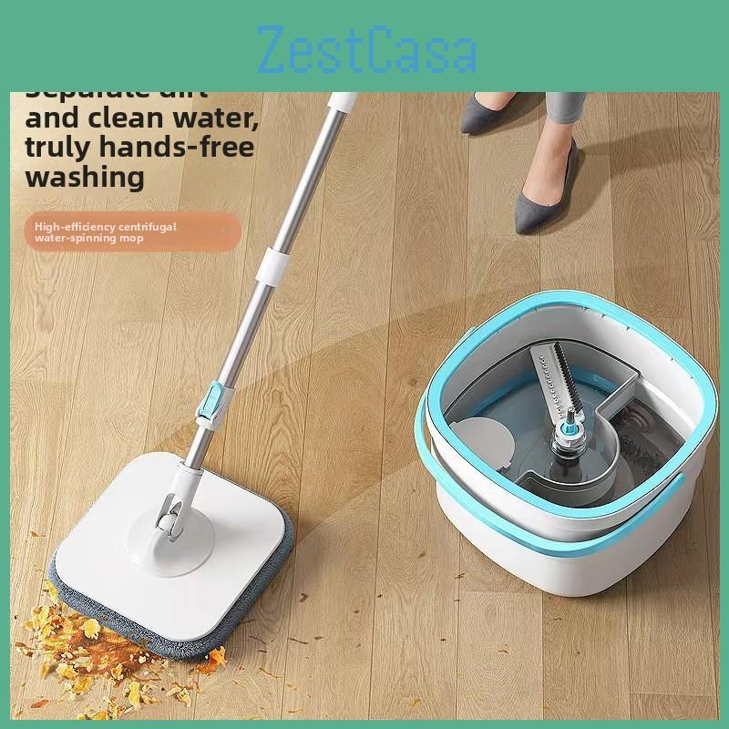 Spin Mop Bucket With Rotating Twisted Drying System For Home Cleaning Efficiency