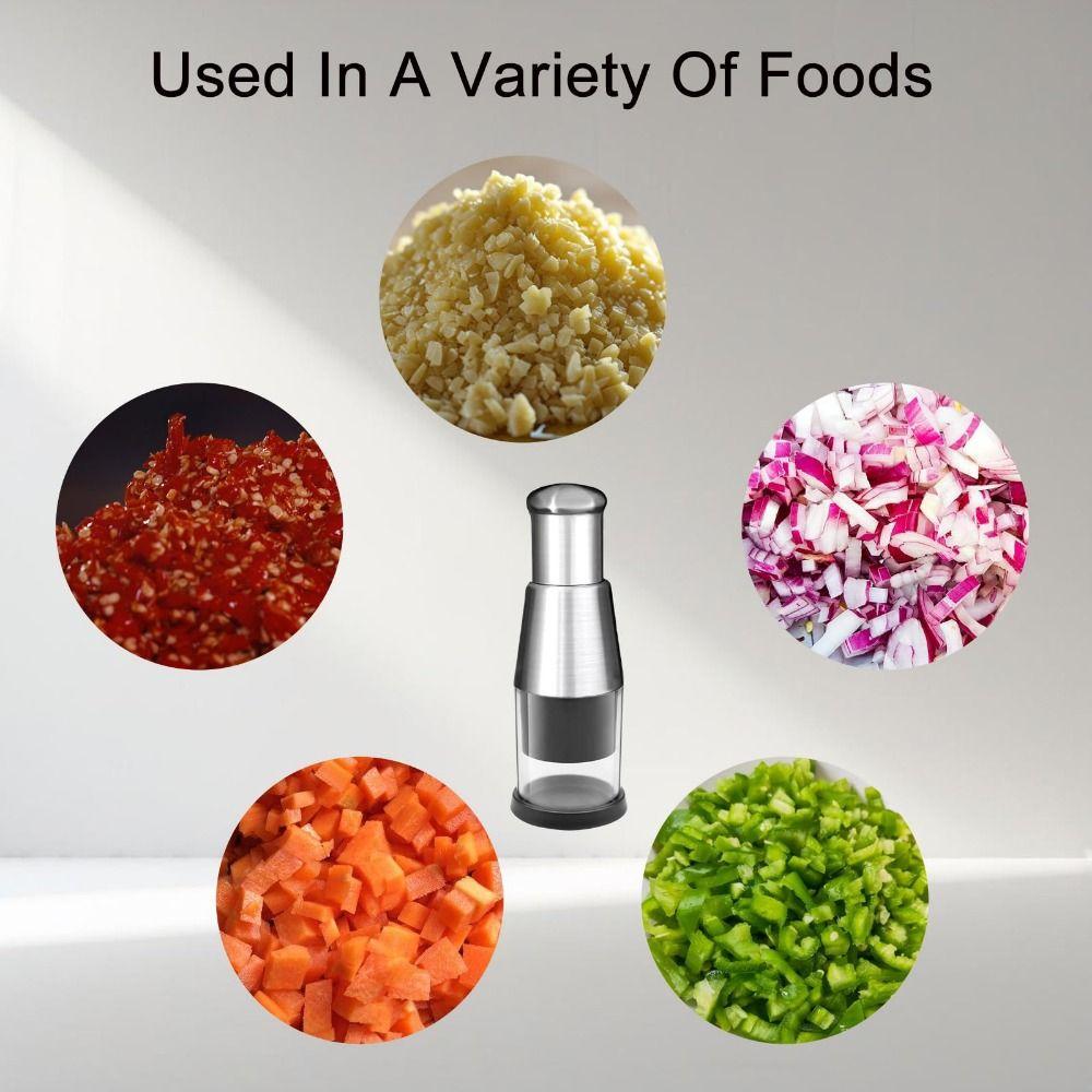 Manual Pressed Onion Chopper Stainless Steel Vegetable Slicer Garlic Presser  Ingredients Mixer