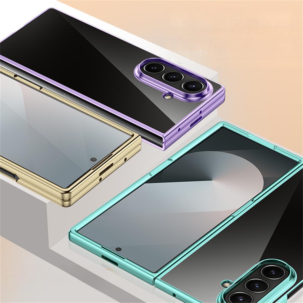 Luxury Electroplated Transparent Phone Case for Samsung Galaxy Z Fold 7 6 5 Shockproof Protective PC TPU Hard Back Cover Fold 7