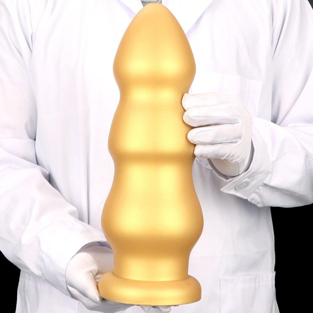 Gode géant en silicone doré avec ventouse, plug anal, jouet sexuel pour fisting, sangle sur pénis, bite réaliste BDSM, convient aux deux