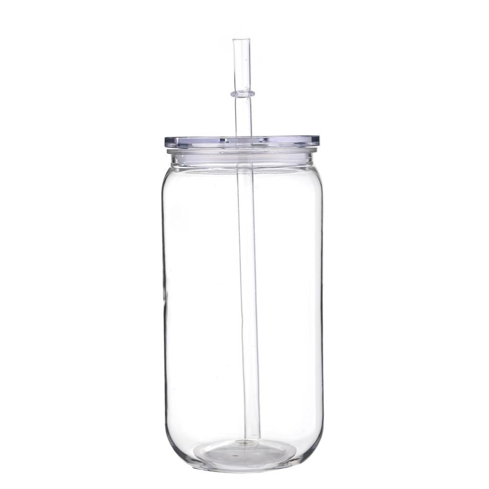 Vaso de plástico transparente con pajita y tapa de color Viene con pajita y tapa para vaso Puede Leche Café A prueba de derrames 16 OZ