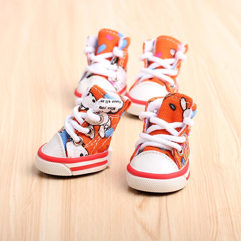 4 st/set Pet Dog Dog Shoes Four Seasons Sports Canvas Ball Skor Teddy Bichon Varm mjuk botten Små hundar