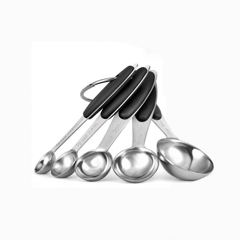 10-Piece Stainless Steel Measuring Cups and Spoons Set for Coffee, Seasoning, and Baking.