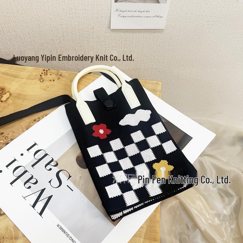 Cute Cartoon Dopamine Knit Crossbody Phone and Coin Bag